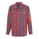 Men's Wrangler® Logo 112344433 Red/Blue Plaid Long Sleeve Western Snap Shirt *CLOSEOUTS*