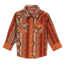 Baby/Toddler Boy's Wrangler 112344547 Rust Aztec Print Long Sleeve Snap Shirt *CLOSEOUTS*