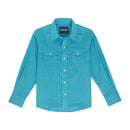 Boy's Wrangler 112351627 Wrinkle Resist Long Sleeve Shirt Teal