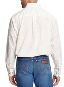 Men's Wrangler Relaxed Fit Cream & Antique Gold Geo Print Western Shirt CLOSEOUT