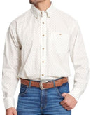 Men's Wrangler Relaxed Fit Cream & Antique Gold Geo Print Western Shirt CLOSEOUT