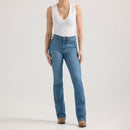 Women's Bailey Retro bootcut jeans in Josephine blue wash full front view.