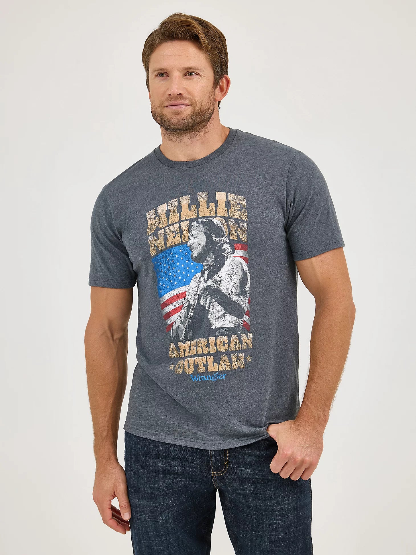 Men's Wrangler 112361069 Willie Nelson Short Sleeve Tee Shirt