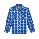 Boy's Wrangler 112368080 Retro® Blue Plaid Long Sleeve Shirts