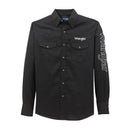 Men's Wrangler 112368538 Black Logo Long Sleeve Western Snap