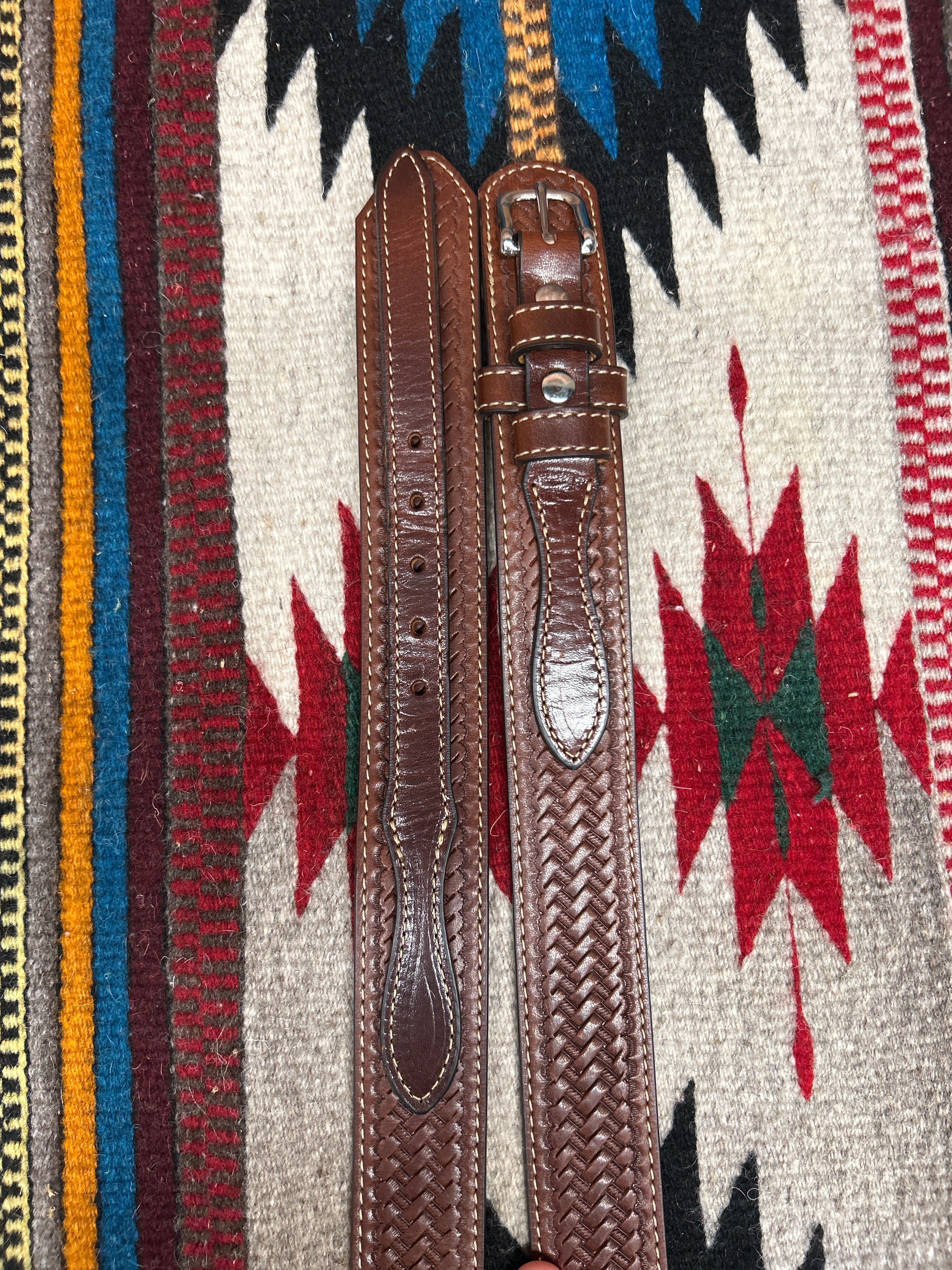 Heritage Leather 2220 Dark Brown Basketweave Ranger Belt