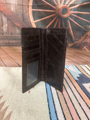 Top Notch Accessories Coffee Brown Alligator Print Leather Checkbook Wallet with Rooster Concho