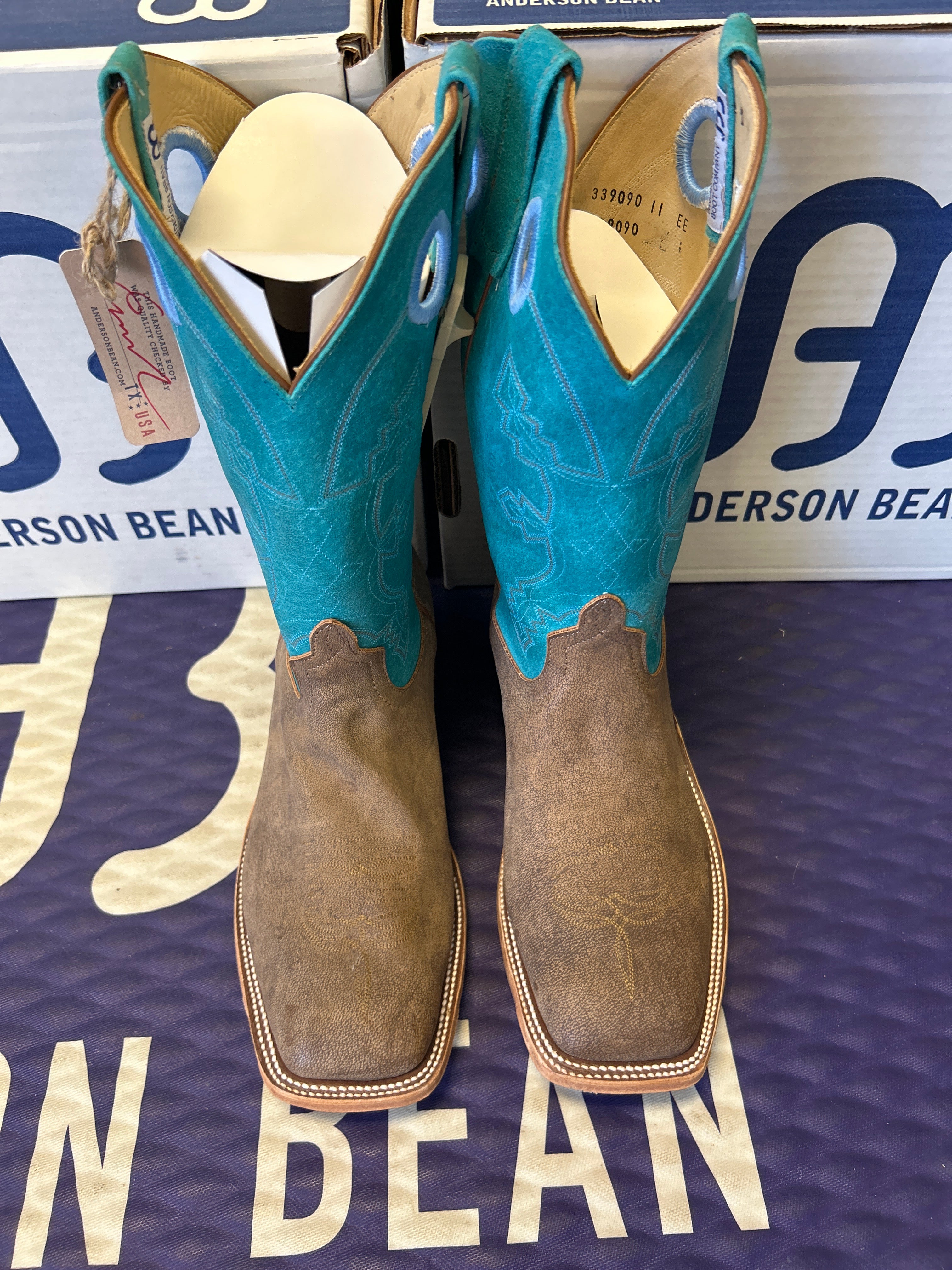 Men's Anderson Bean 12 Inch Shaft Eastwood Camel Wide Square Toe Boots