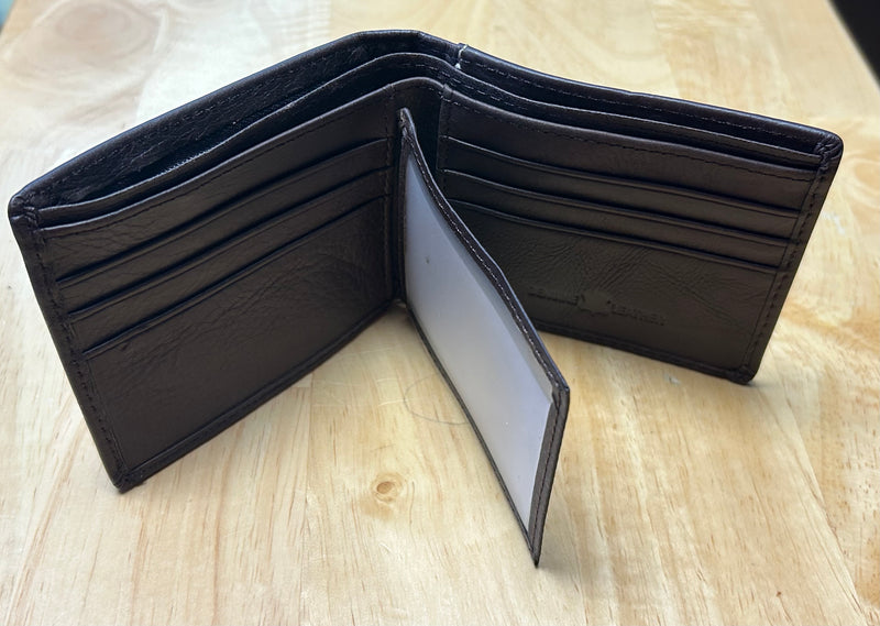 Top Notch Accessories 4004CF Coffee Basket Weave Bi-Fold Wallet With Horseshoe & Longhorn Concho