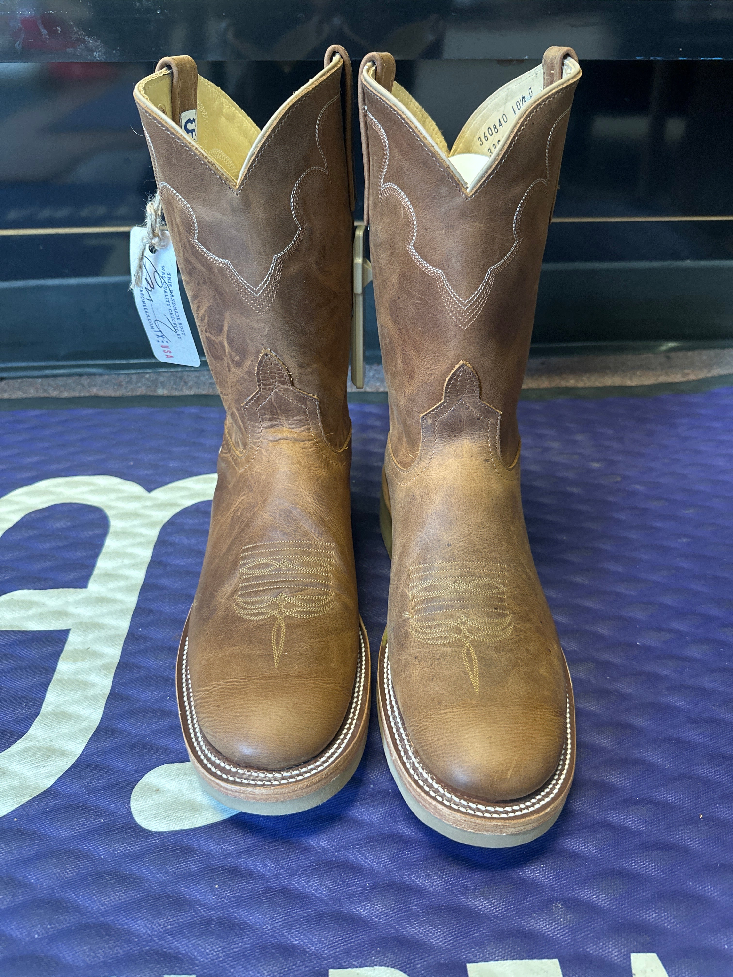 Men's Anderson Bean 10 Inch Shaft Vintage Cognac Old Town Roper Toe Crepe Sole Boots