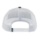 Grey and White snapback cap with Hooey logo patch. Rear view showing adjustable strap.