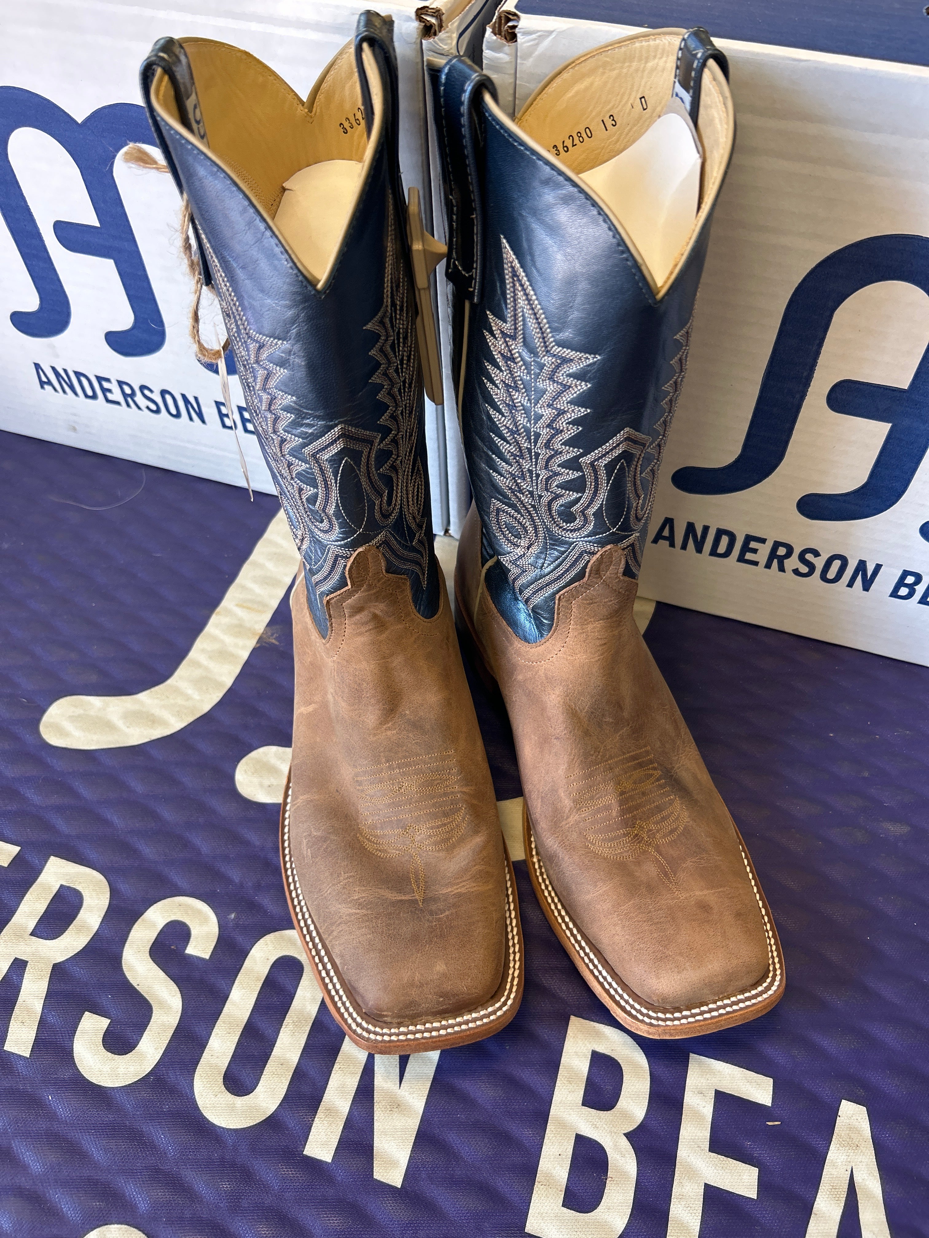 Men's Anderson Bean 12 Inch Shaft Sand Angry Elk Wide Square Toe Boots