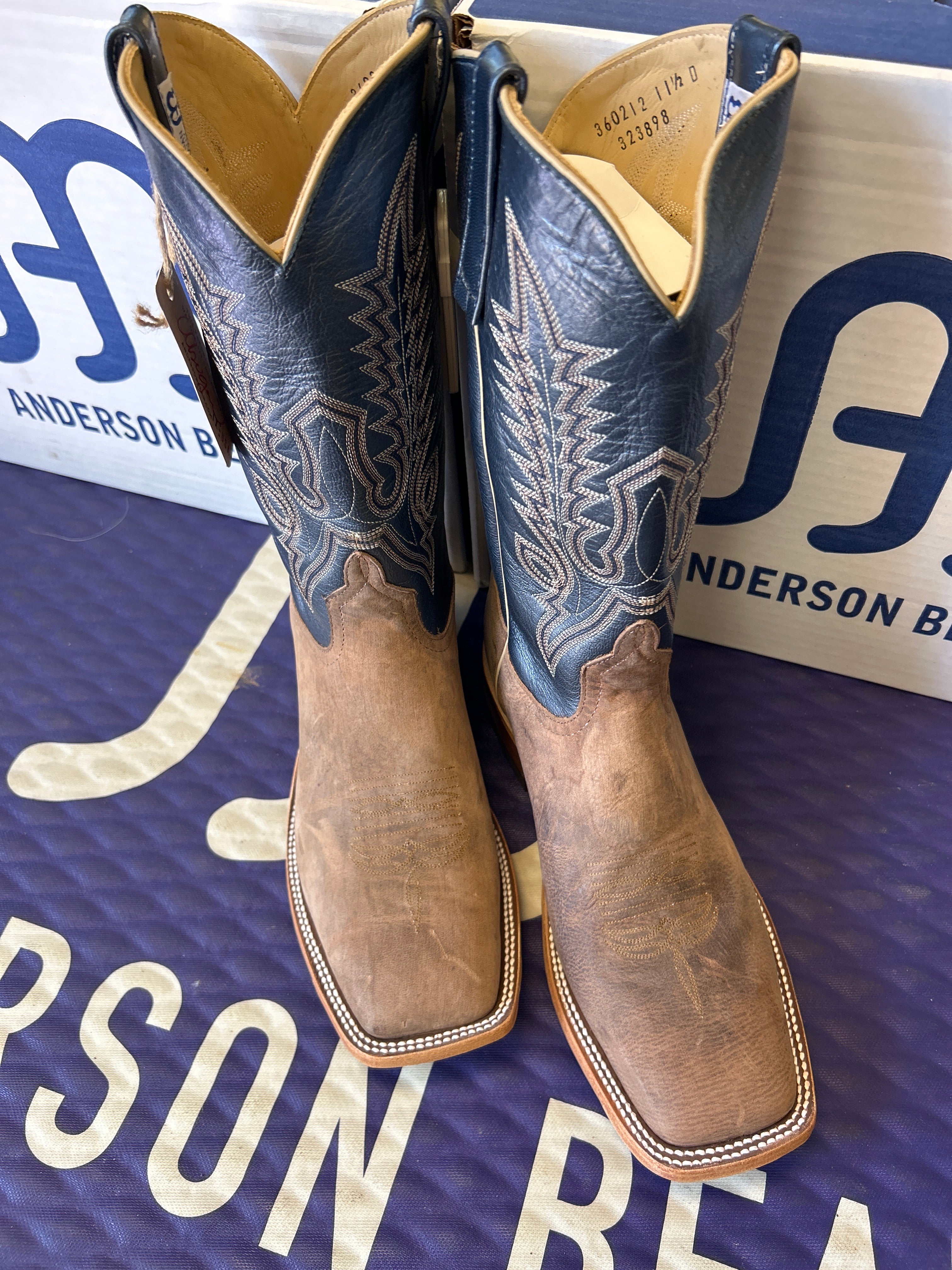 Men's Anderson Bean 12 Inch Shaft Sand Angry Elk Wide Square Toe Boots