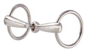 A nickel plated malleable iron miniature ring bit for horses, showing a snaffle mouth design.