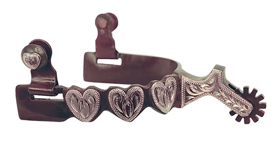 Women's American Heritage Equine Antique Brown Spurs with 3 Hearts