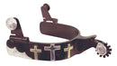 Antique brown spur featuring three decorative crosses. 