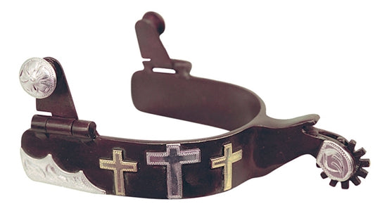 Women's American Heritage Equine Antique Brown Spurs with 3 Crosses