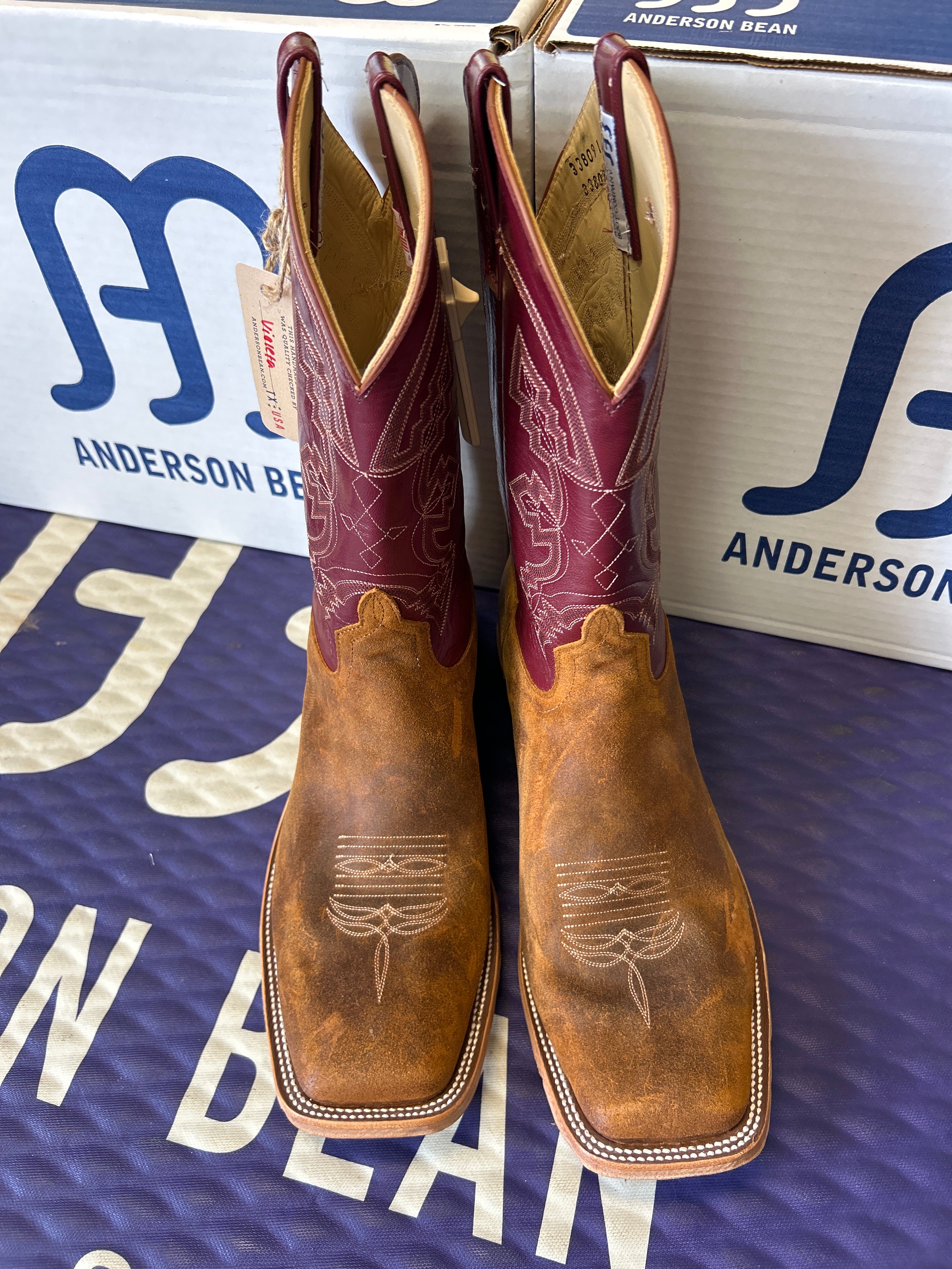 Men's Anderson Bean 12 Inch Shaft Wheatbuck Waxy Kudu Wide Square Toe