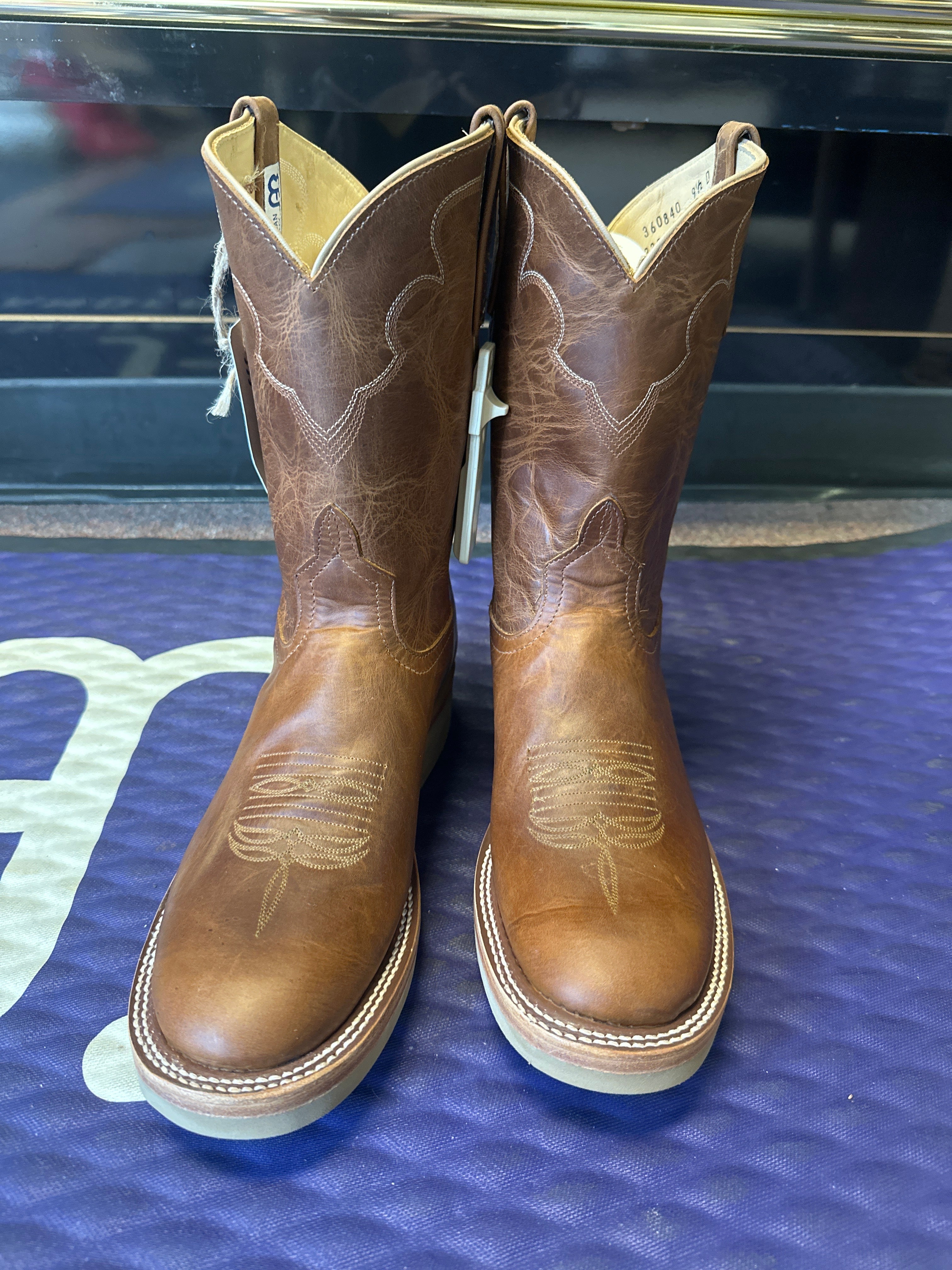 Men's Anderson Bean 10 Inch Shaft Vintage Cognac Old Town Roper Toe Crepe Sole Boots