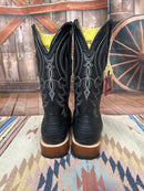 Men's Tanner Mark 12" Black Imitation Python Wide Square Toe