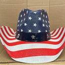 Stars and Stripes Straw Hat with Star Concho Leather Band