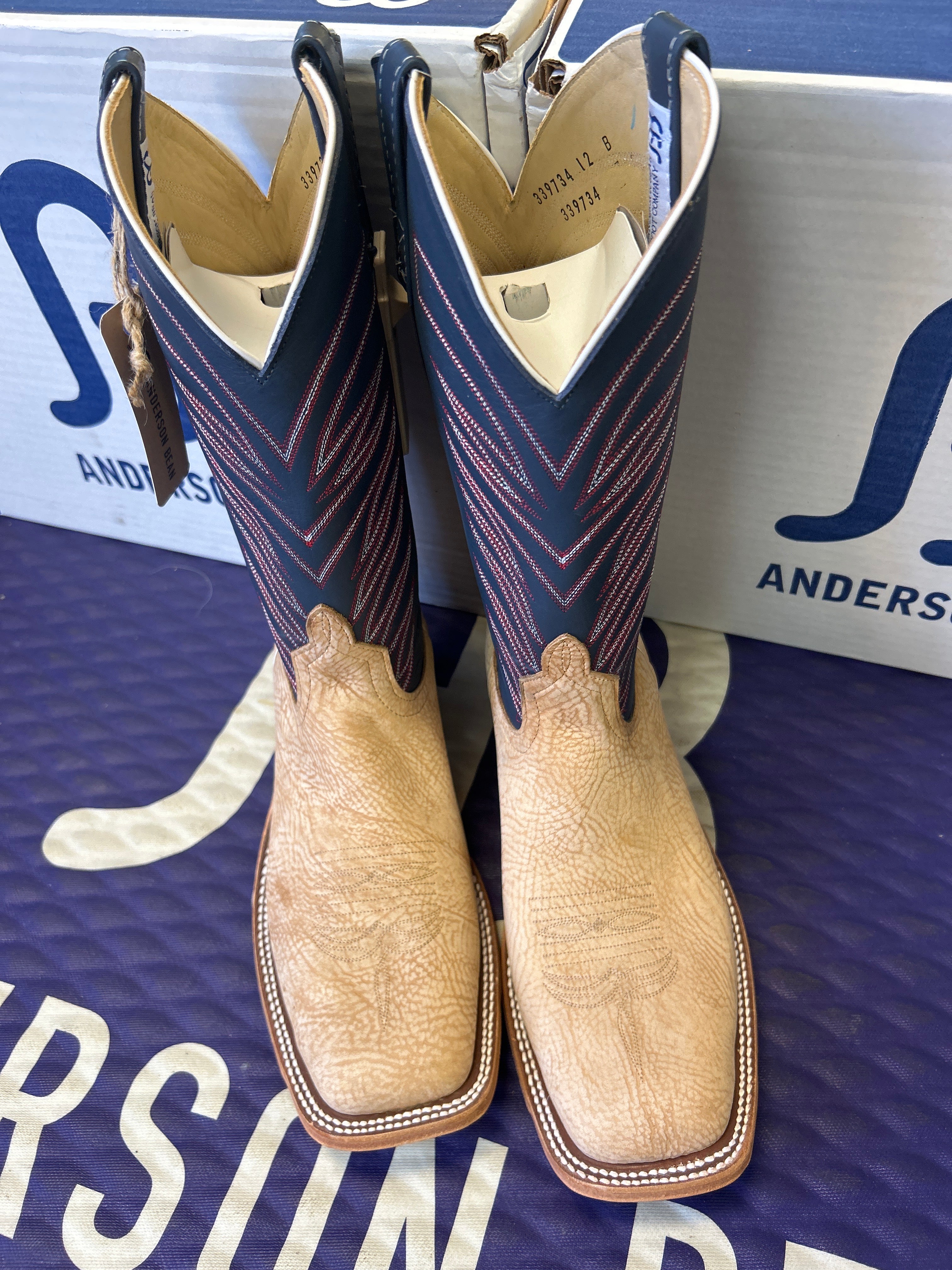Men's Anderson Bean 12 Inch Shaft Tan Washed Bull Shoulder Boots