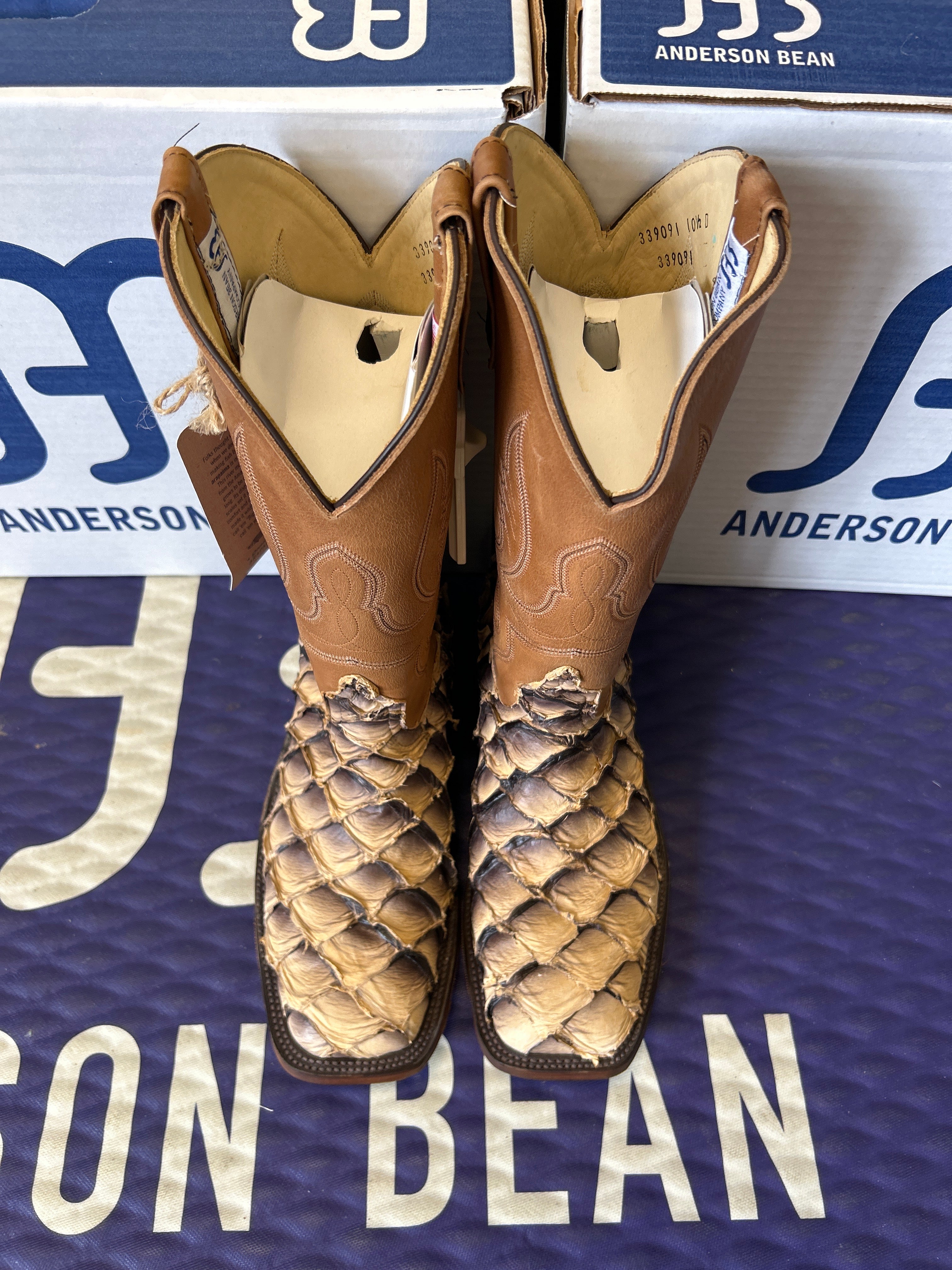 Men's Anderson Bean 12 Inch Shaft Tan Lines Big Bass Wide Square Toe Boots