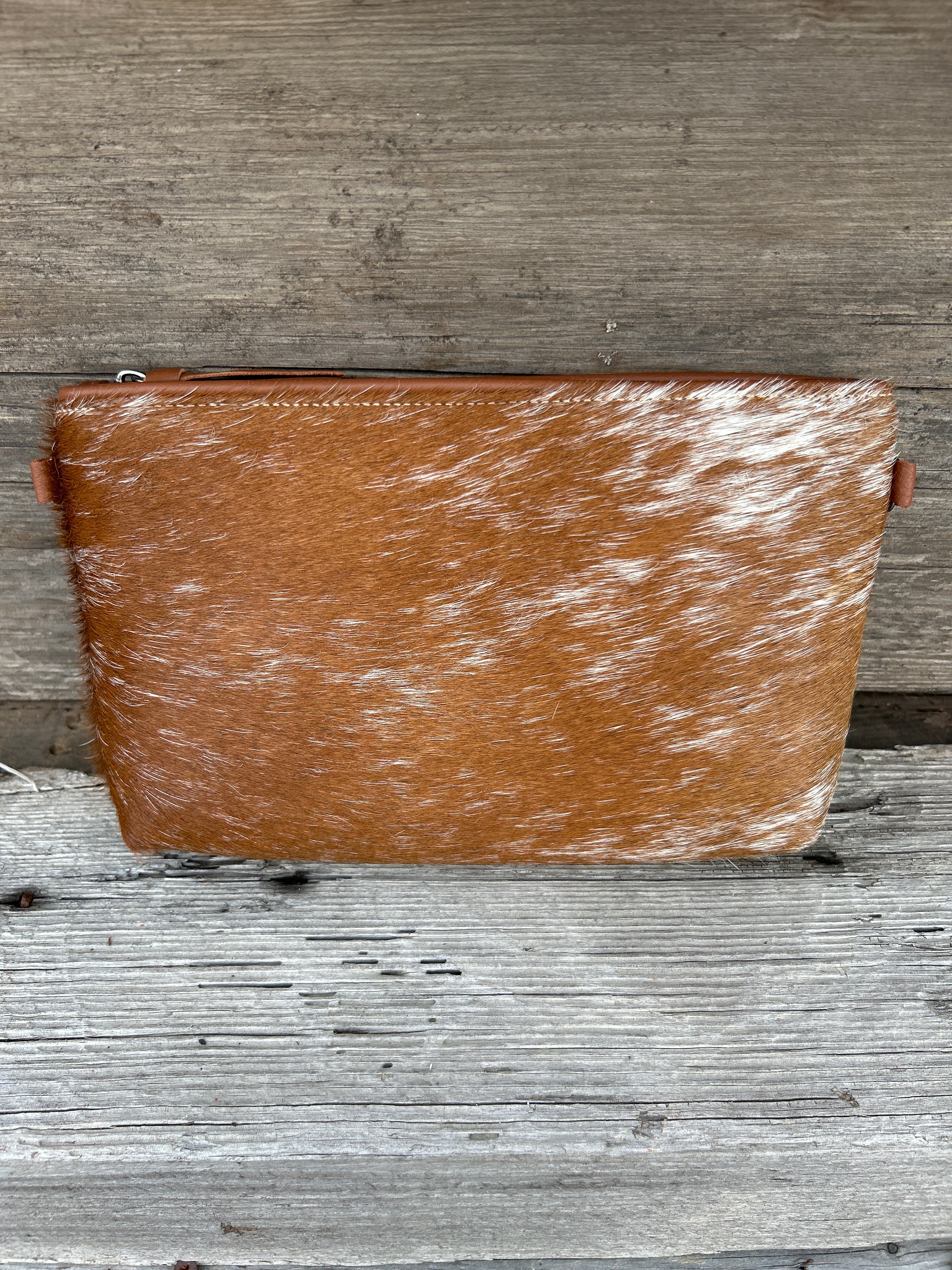 Top Notch Accessories Cowhide Wristlet In Brown Leather