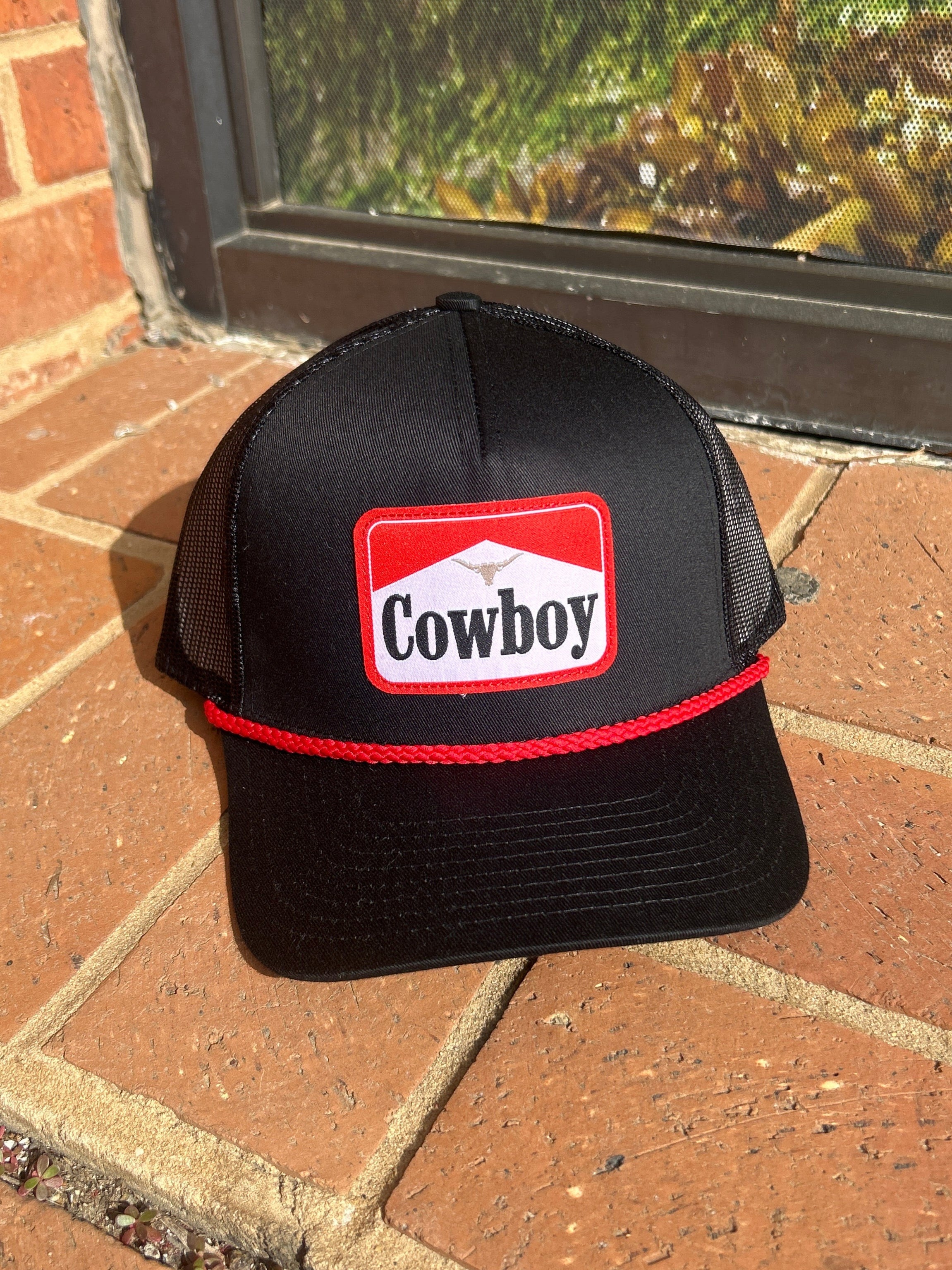 Cowboy Black & Red Rope Cap