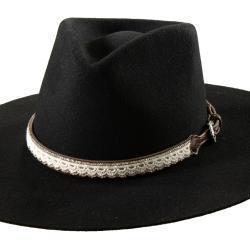 3D D740001902 3/4" Hatband Croc Tabs Lace Overlay Brown