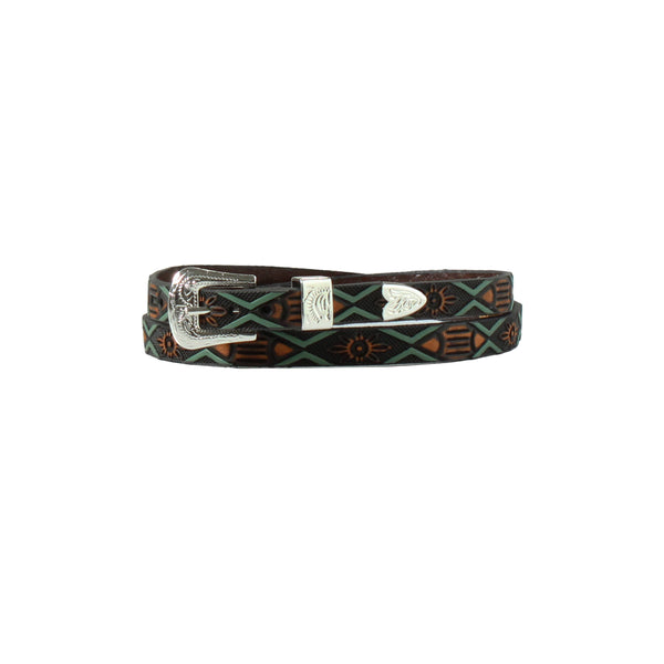 3D D740001602 Brown Flower Arrow Hat Band