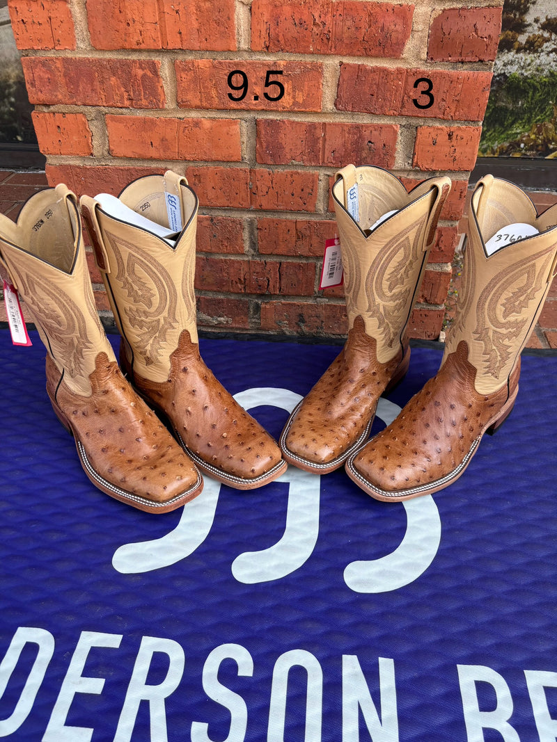Women's Anderson Bean 6881L 11" Tan Full Quill Ostrich Wide Square toe *CLOSEOUT*
