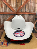 Silver sand felt cowboy hat, rancher crease crown. 
