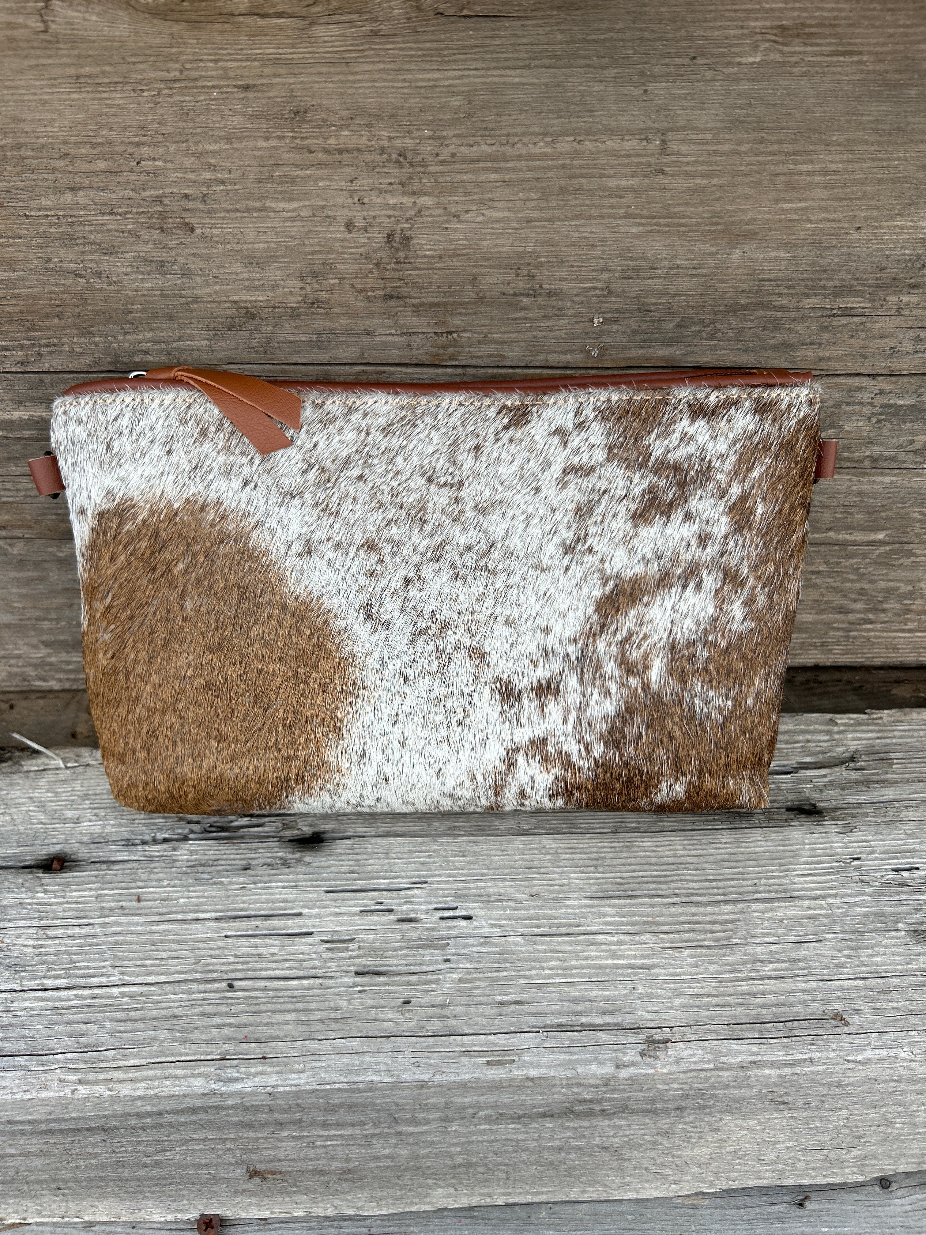 Top Notch Accessories Cowhide Wristlet In Brown Leather