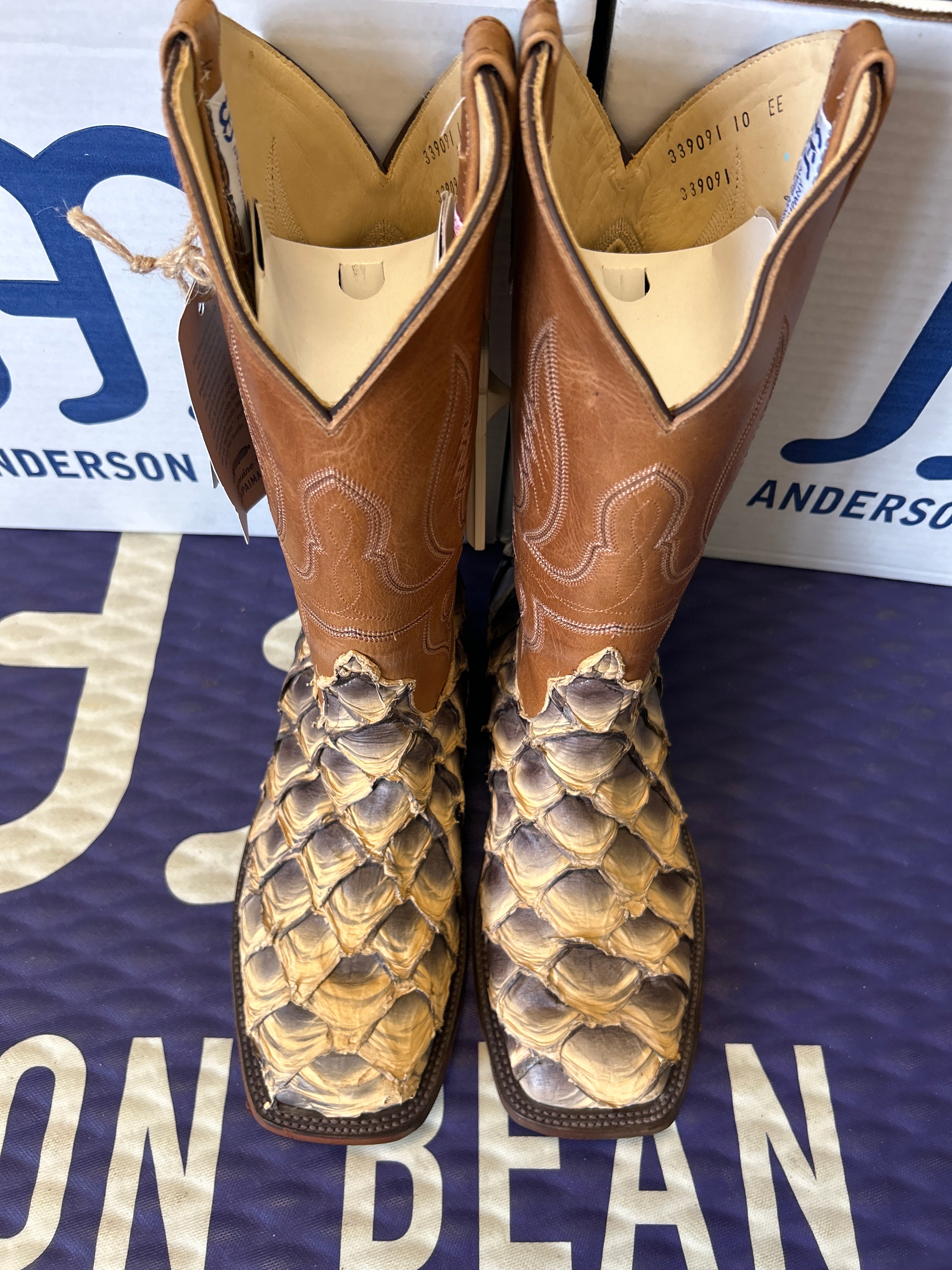 Men's Anderson Bean 12 Inch Shaft Tan Lines Big Bass Wide Square Toe Boots