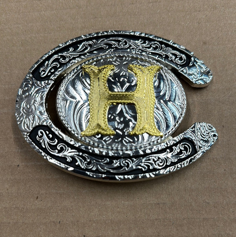 Top Notch Accessories Oval Horseshoe Initial Buckle