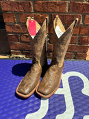 Men's Anderson Bean Brown square toe Zebra boots with a Bone Mad Cat shaft. 