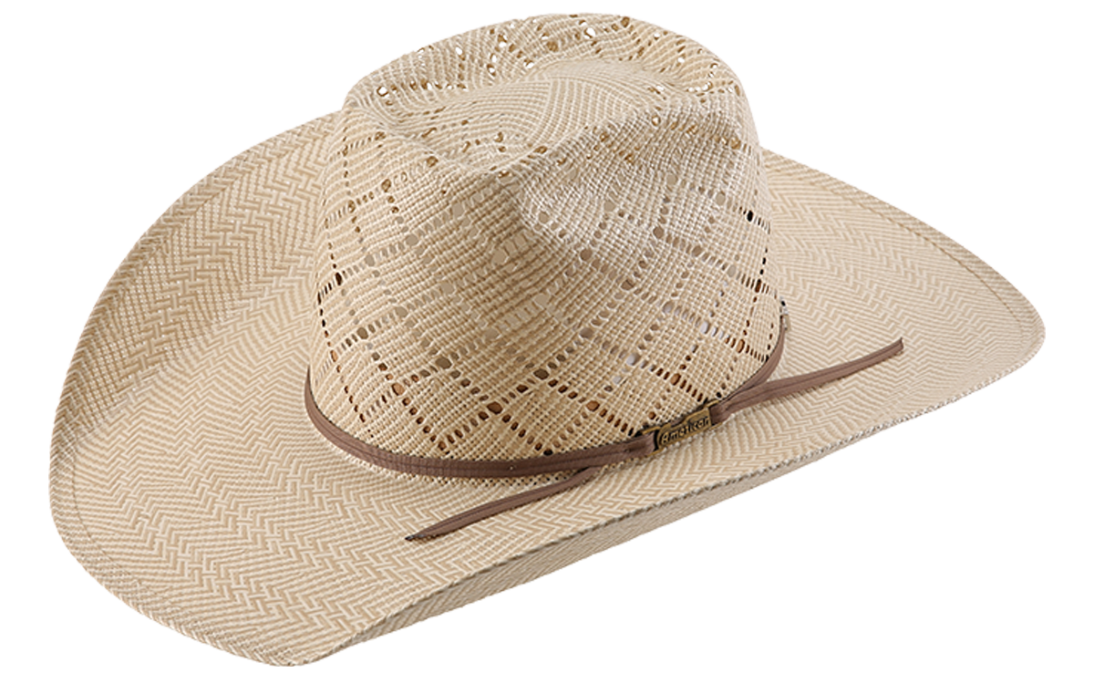 American Hat Company straw hat with a brick crown shape and Cool Hand Luke brim. 