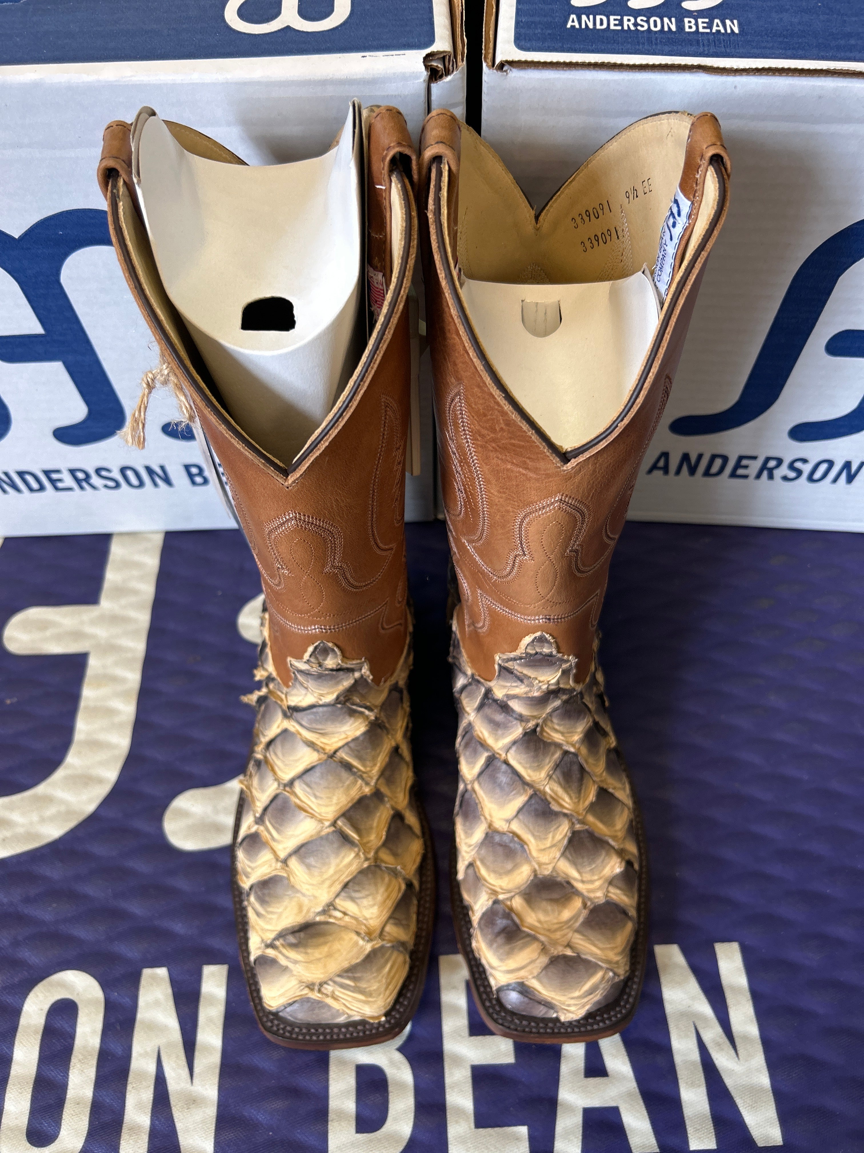 Men's Anderson Bean 12 Inch Shaft Tan Lines Big Bass Wide Square Toe Boots