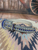 Top Notch Accessories Women's Silver with Royal Blue Bling Belt