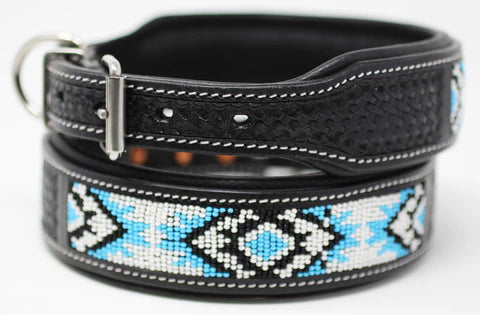 Challenger 60135 Beaded Dog Collar Genuine Cow Leather