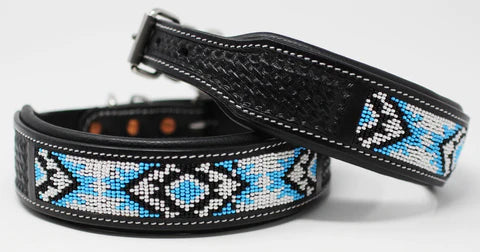 Challenger 60135 Beaded Dog Collar Genuine Cow Leather