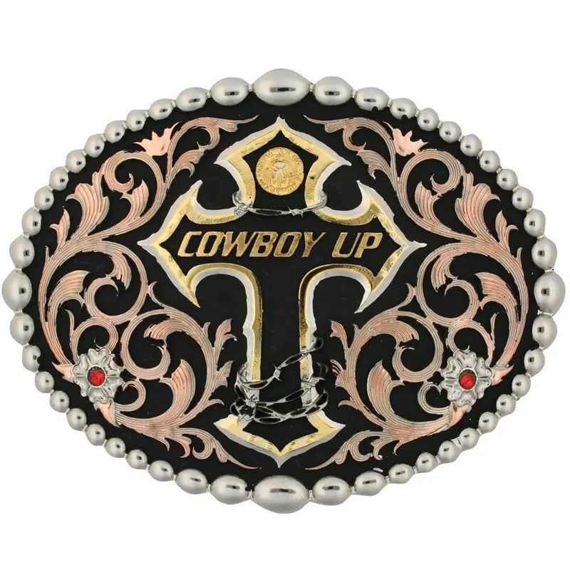 Montana Silversmiths 60990 Tri-Color Cowboy Up Attitude Buckle