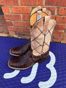  Anderson Bean brown big bass square toe boots. Side View