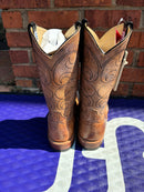 Women's Anderson Bean 'Grizzly Bear' leather cowboy boots with square toe. Rear View
