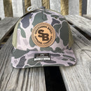 Southern Bred Logo Natural Leather Patch Richardson 112PFP Adjustable Snap Back Cap In Marsh Duck