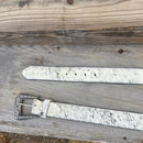 This Cowhide western style belt features a buckle with a intricate design featuring a horse. 44 A