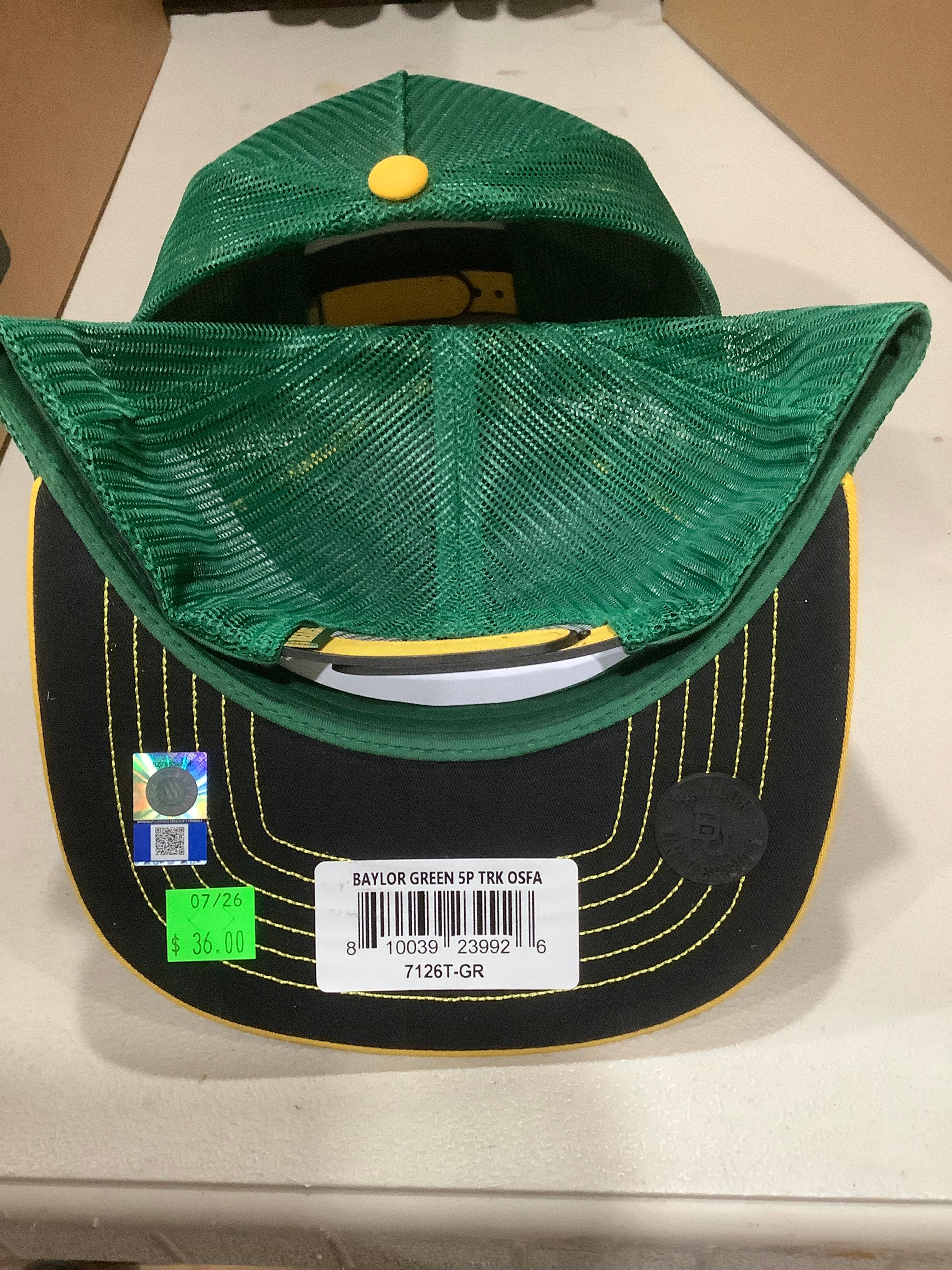 Hooey "7126T-GR" Baylor University Green Snap Back Cap