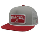Hooey X University of Alabama snapback Grey, White, and Crimson cap. Featuring a "Roll Tide" patch and a White rope. Front View
