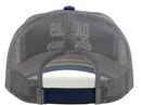 Blue snapback White rope cap with Dallas Cowboys logo in White stitching. Rear view showing Grey mesh back with Blue adjustable strap and "Cowboys" logo tag